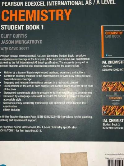 pearson edexcel international A level: chemistry student book 1