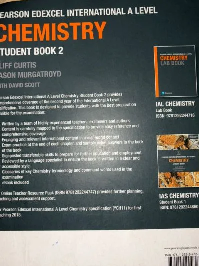 pearson edexcel international A level: chemistry student book 2